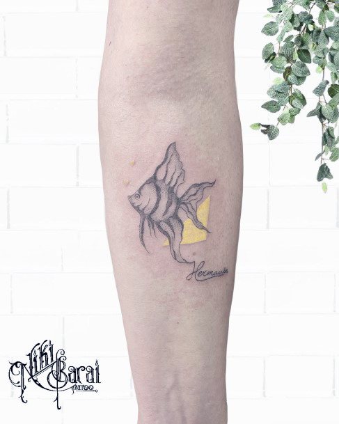 Female Cool Angel Fish Tattoo Design