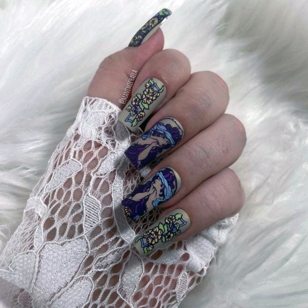 Female Cool Art Nouveau Nail Ideas