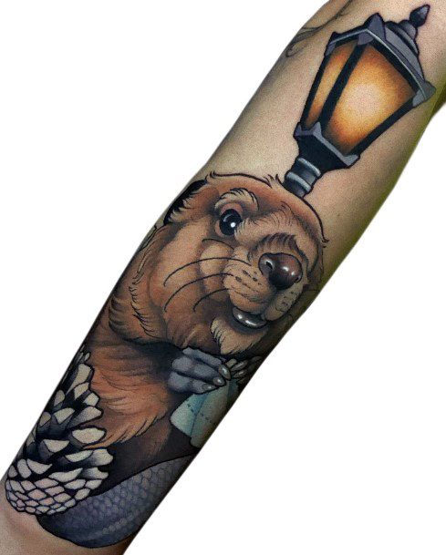 Female Cool Beaver Tattoo Design