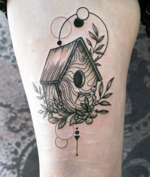 Female Cool Birdhouse Tattoo Design