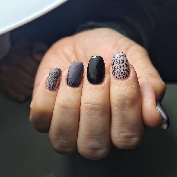 Female Cool Black And Grey Nail Ideas