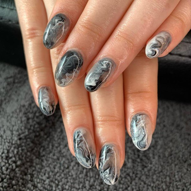 Female Cool Black And White Marble Nail Ideas