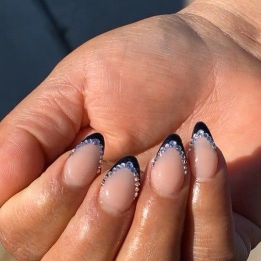 Female Cool Black French Tip Nail Design