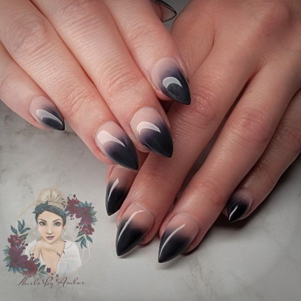 Female Cool Black Ombre Nail Ideas