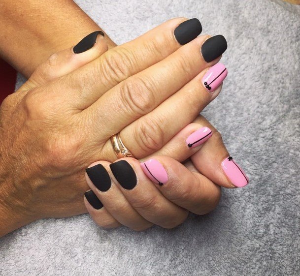 Female Cool Black With Rhinestones Nail Ideas