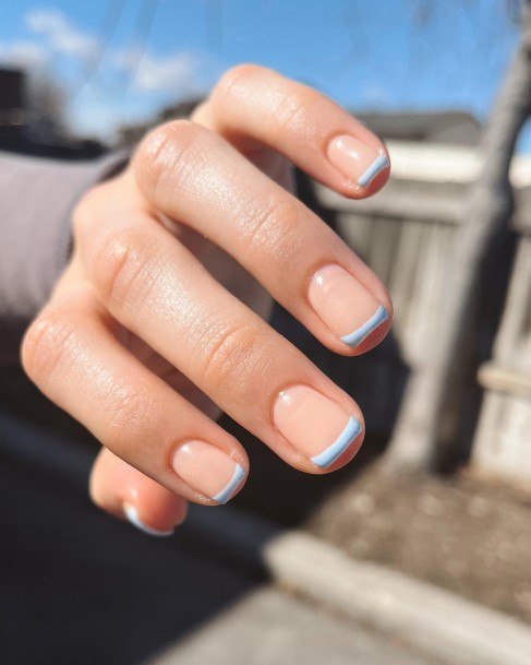 Female Cool Blue French Tip Nail Ideas