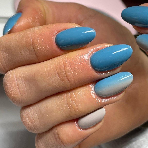 Female Cool Blue Ombre Nail Design