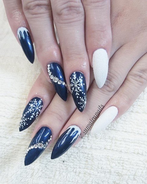 Female Cool Blue Winter Nail Design