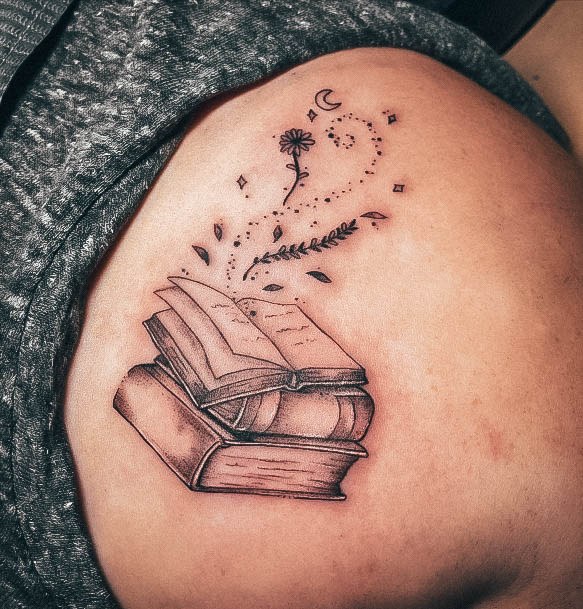 Female Cool Book Tattoo Design