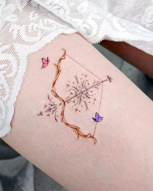 Female Cool Bow And Arrow Tattoo Design