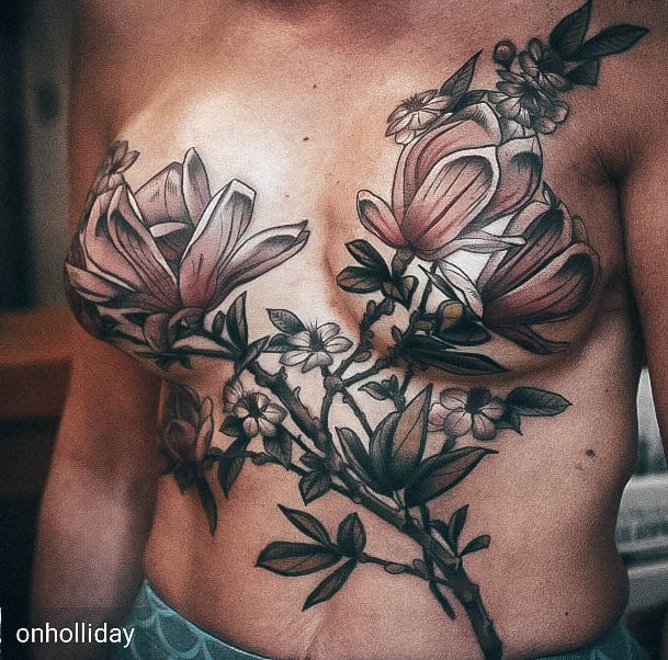 Female Cool Breast Cancer Tattoo Design