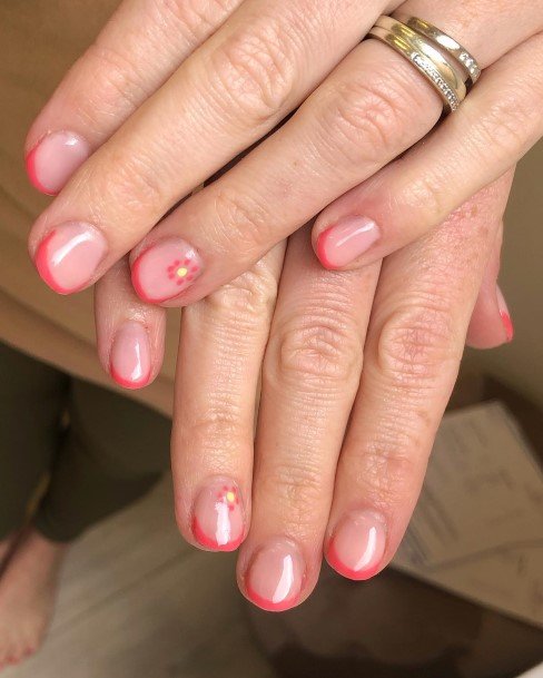 Female Cool Bright Coral Nail Design