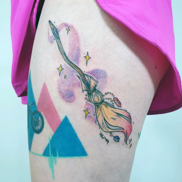 Female Cool Broomstick Tattoo Ideas