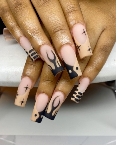 Female Cool Brown French Tip Nail Design