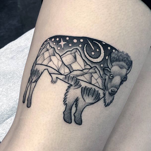 Female Cool Buffalo Tattoo Design