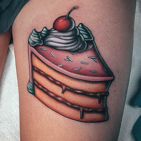 Female Cool Cake Tattoo Design