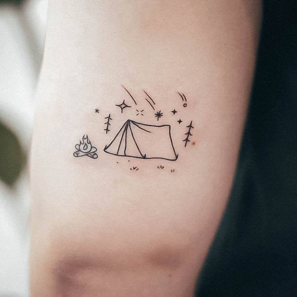 Female Cool Camping Tattoo Design