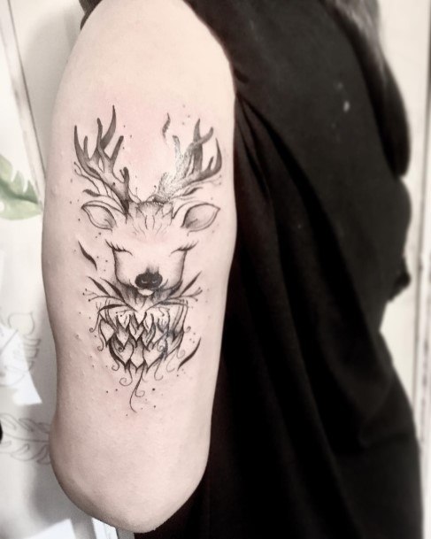 Female Cool Caribou Reindeer Tattoo Design