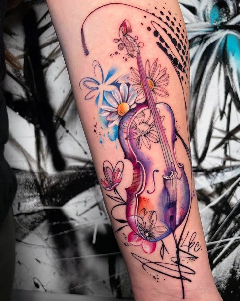 Female Cool Cello Tattoo Design