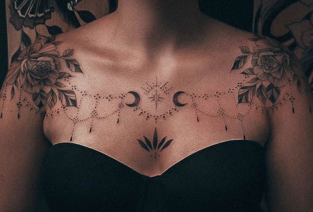 Female Cool Chandelier Tattoo Design