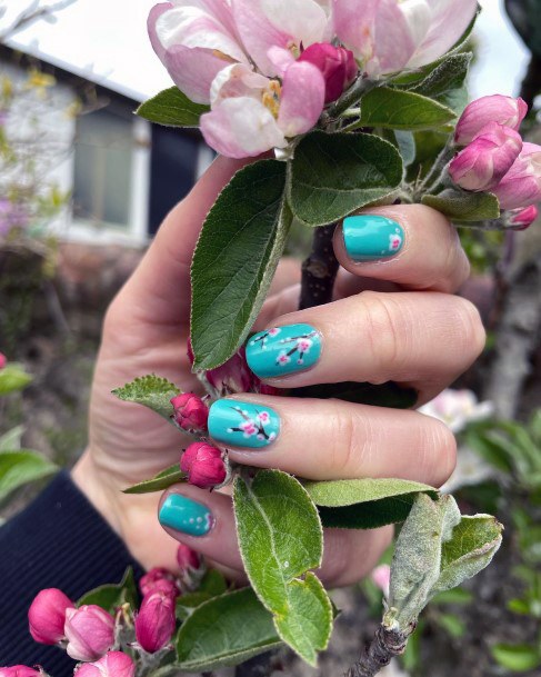 Female Cool Cherry Blossom Sakura Nail Design