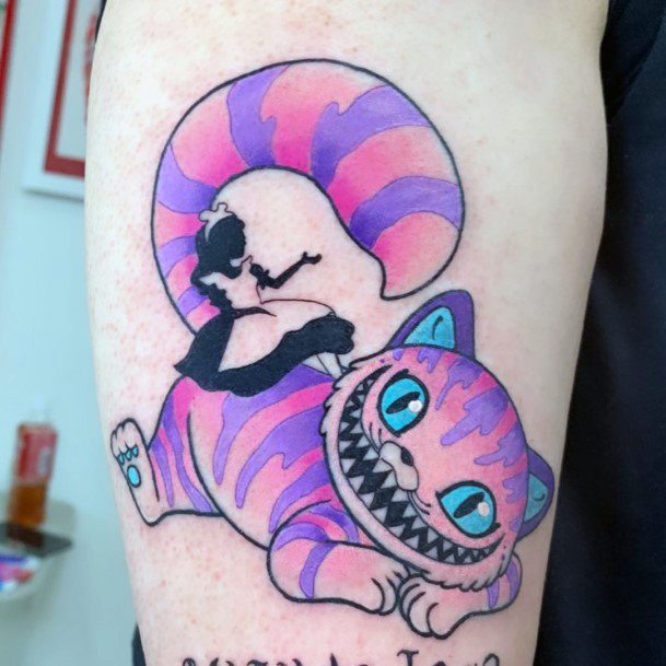 Female Cool Cheshire Cat Tattoo Design