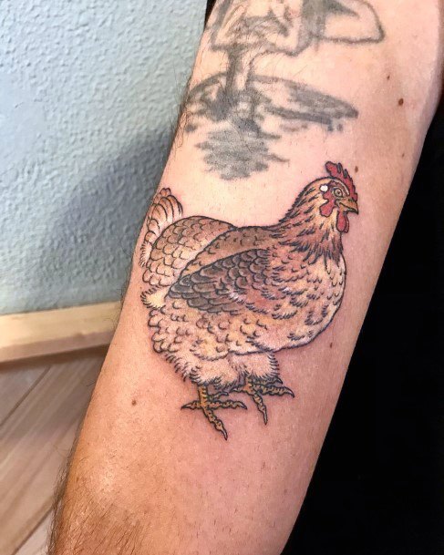 Female Cool Chicken Tattoo Design