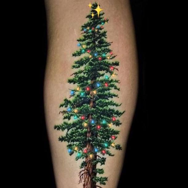 Female Cool Christmas Tree Tattoo Design