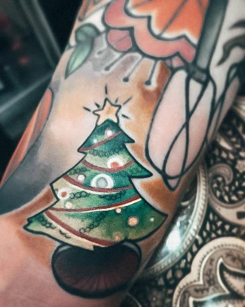 Female Cool Christmas Tree Tattoo Ideas