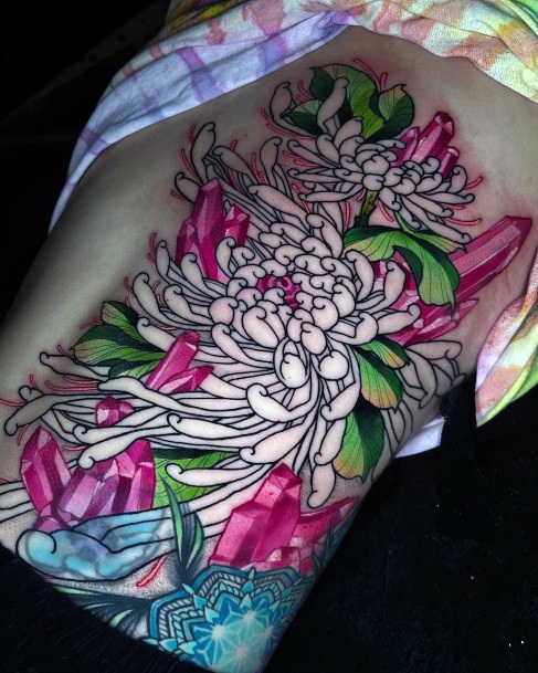 Female Cool Chrysanthemum Tattoo Design