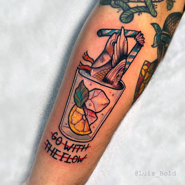 Female Cool Cocktail Tattoo Design