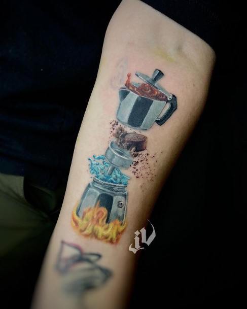 Female Cool Coffee Pot Tattoo Design