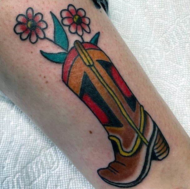 Female Cool Cowboy Boot Tattoo Ideas