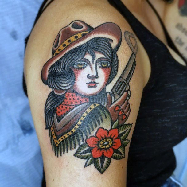 Female Cool Cowgirl Tattoo Design