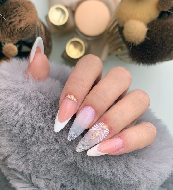 Female Cool Crystals Nail Design