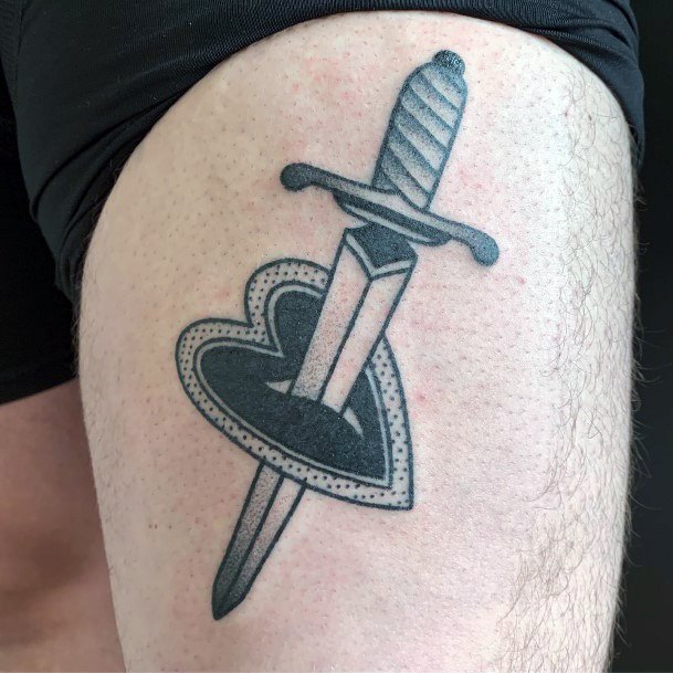 Female Cool Dagger Heart Tattoo Ideas