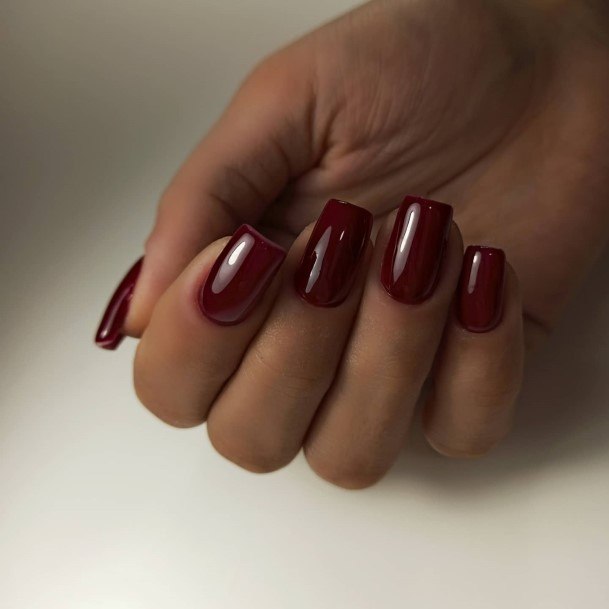 Female Cool Dark Maroon Nail Design