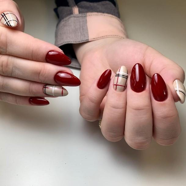 Female Cool Dark Red Nail Design