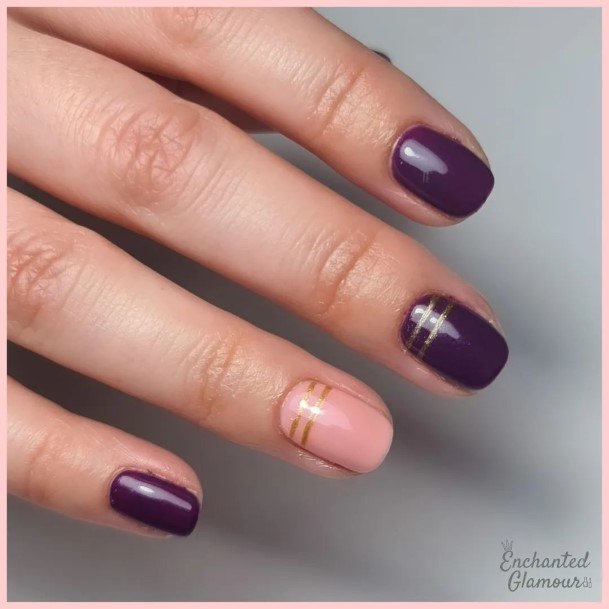 Female Cool Deep Purple Nail Design