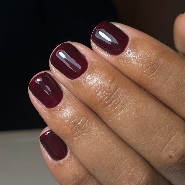 Female Cool Deep Red Nail Ideas