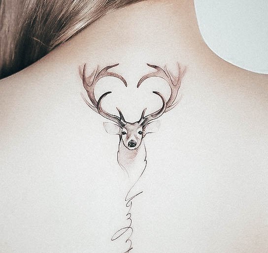 Female Cool Deer Tattoo Design