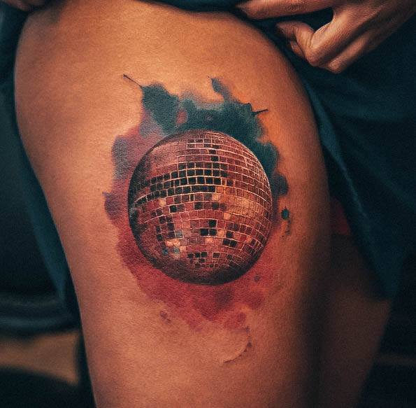 Female Cool Disco Ball Tattoo Design