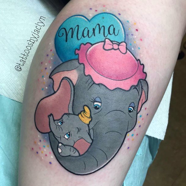 Female Cool Dumbo Tattoo Design