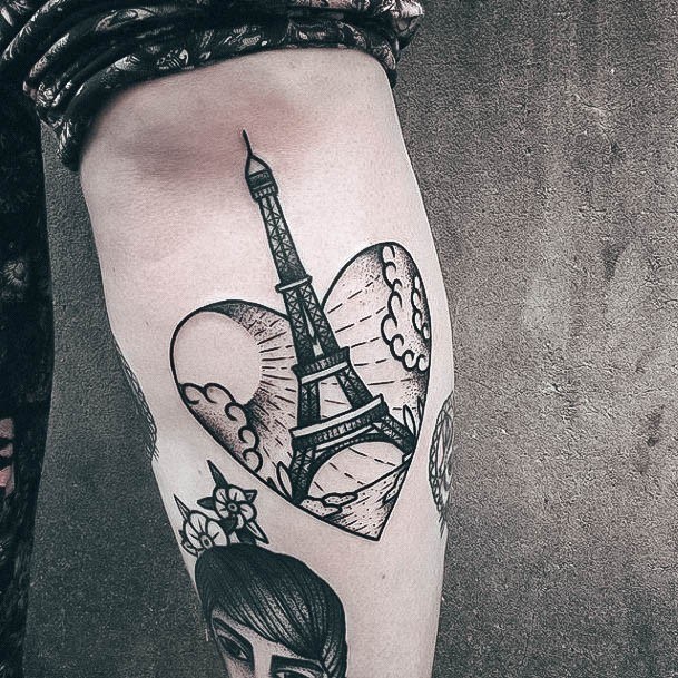 Female Cool Eiffel Tower Tattoo Ideas