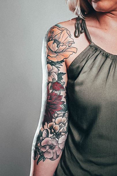 Female Cool Floral Tattoo Design