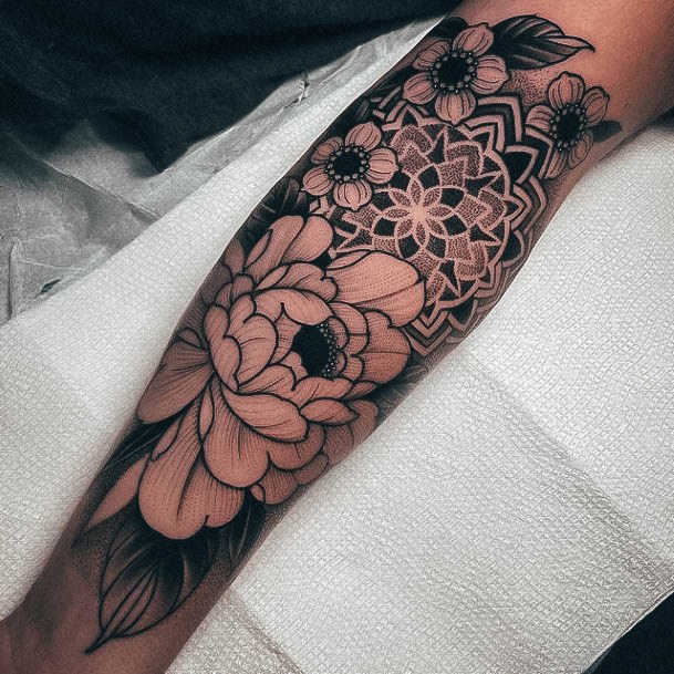 Female Cool Flower Sleeve Tattoo Ideas