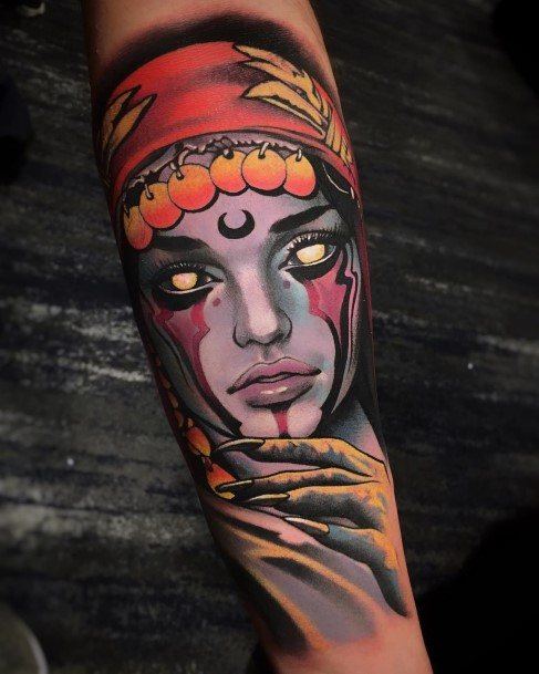 Female Cool Fortune Teller Tattoo Design