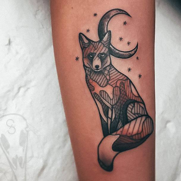 Female Cool Fox Tattoo Design