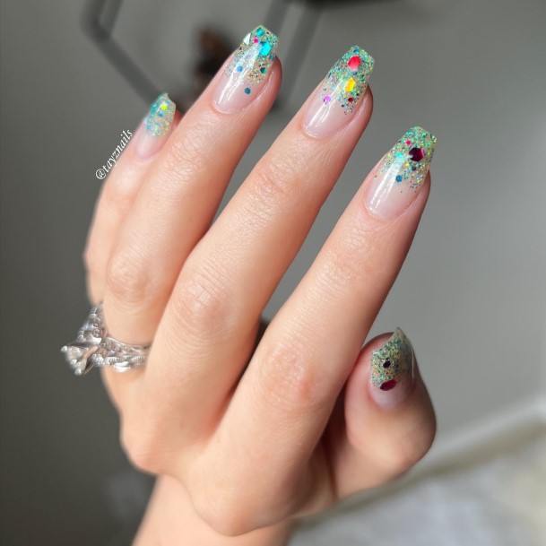 Female Cool Glitter Ombre Nail Design