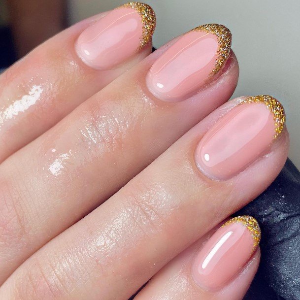 Female Cool Gold French Tip Nail Design